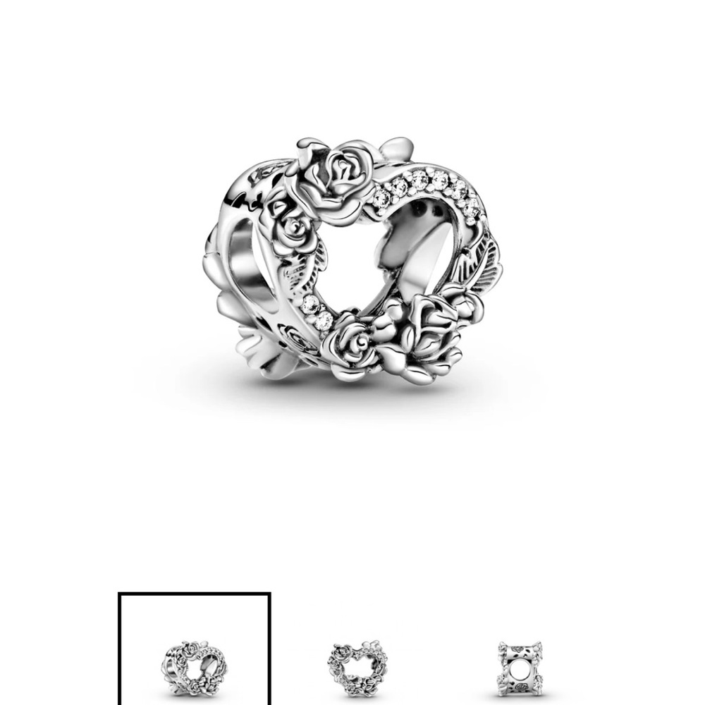 Authentic Pandora Open Heart and Roses Heart Charm S925